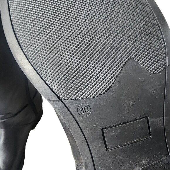 Black and Silver Mid-Calf Moto Boots with Harness Strap - Picture 14 of 16